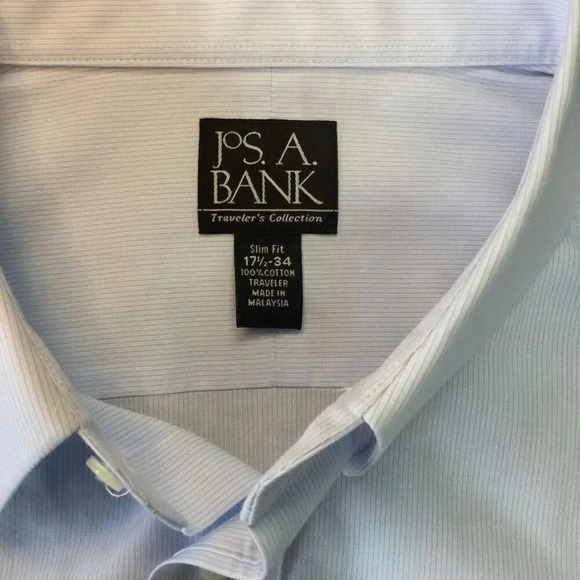Jos. A. Bank Mens Blue Long Sleeve Button Down Shirt Size 17.5 34 NWT - Picture 8 of 10